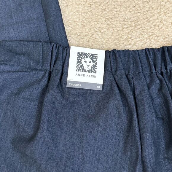 NWT Anne Klein Navy Blue Straight Leg High Rise Pull On Style Dress Pants Sz 10 - Picture 6 of 13